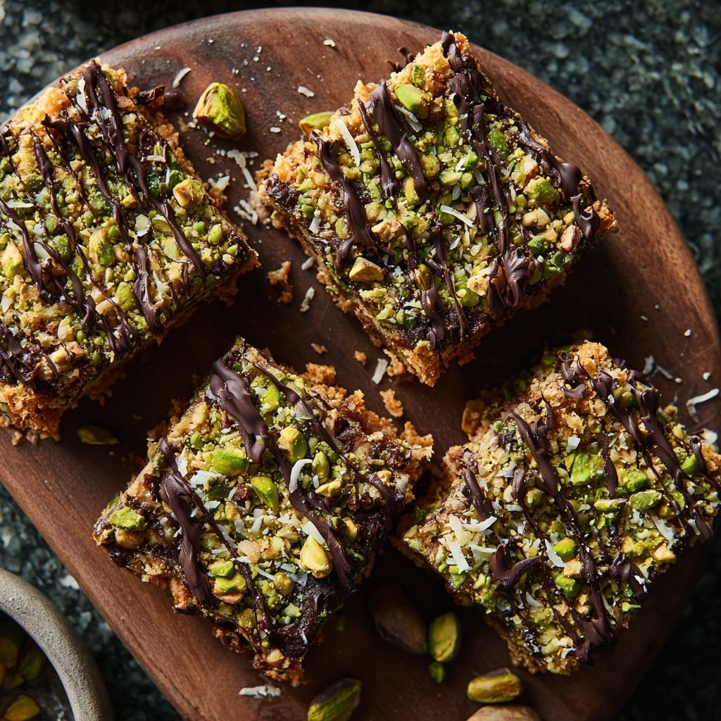 Chocolate Pistachio Coconut Snack Squares