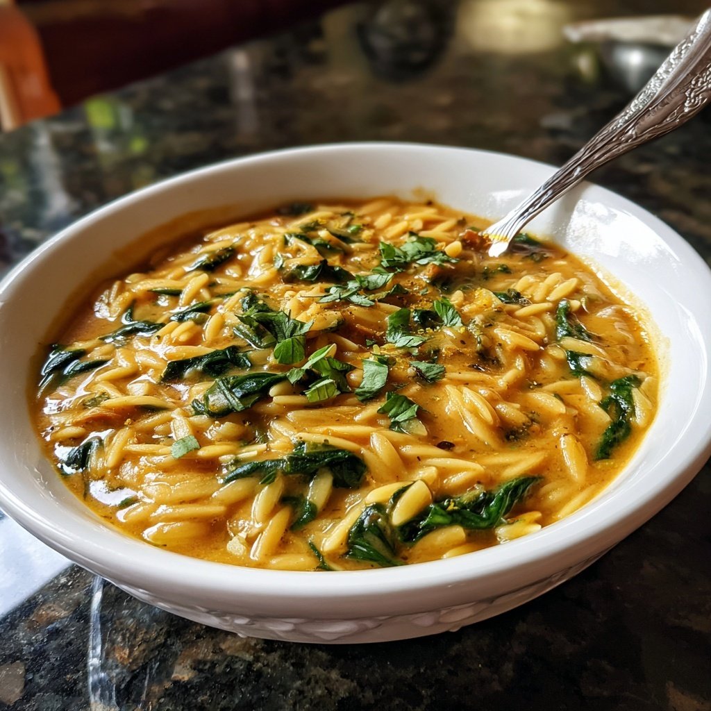 Creamy Spinach Orzo with Lemon