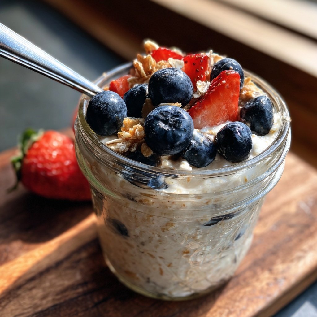 Vanilla Berry Overnight Yogurt Oats