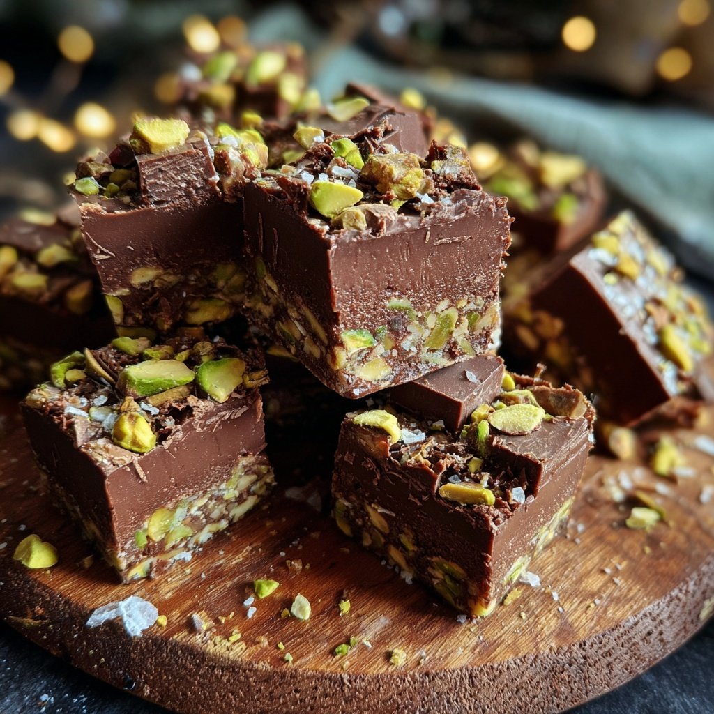 Chocolate Pistachio Coconut Fudge Bites