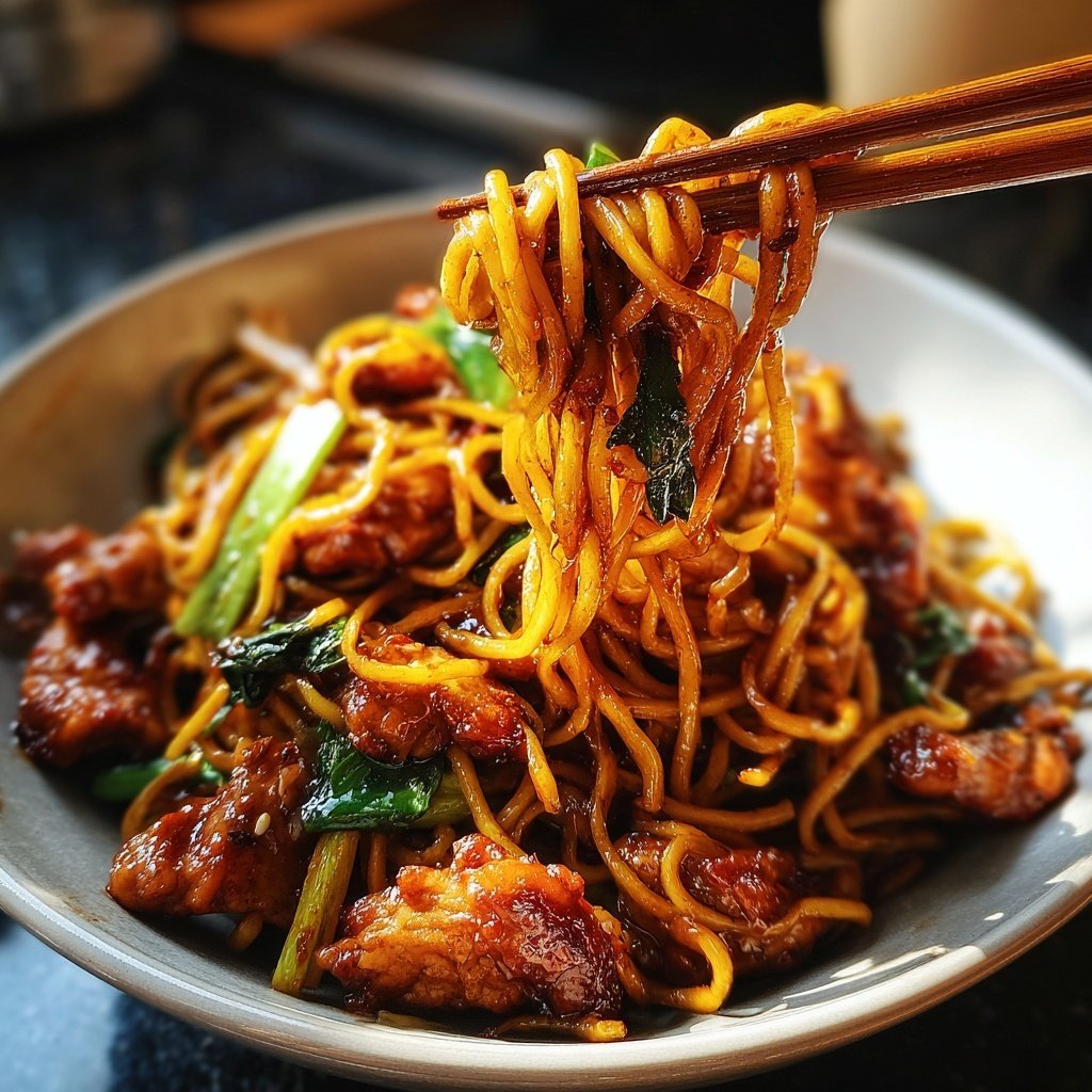 Sticky Garlic Chicken Noodles