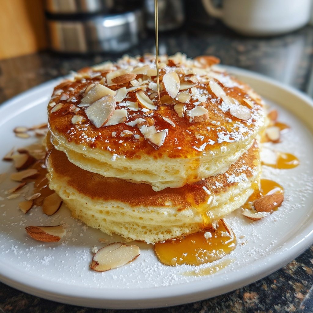 Valentines Breakfast Vanilla Almond Pancakes