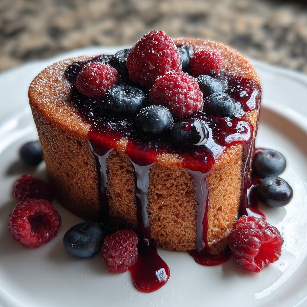 Mini Heart Cake with Berry Glaze