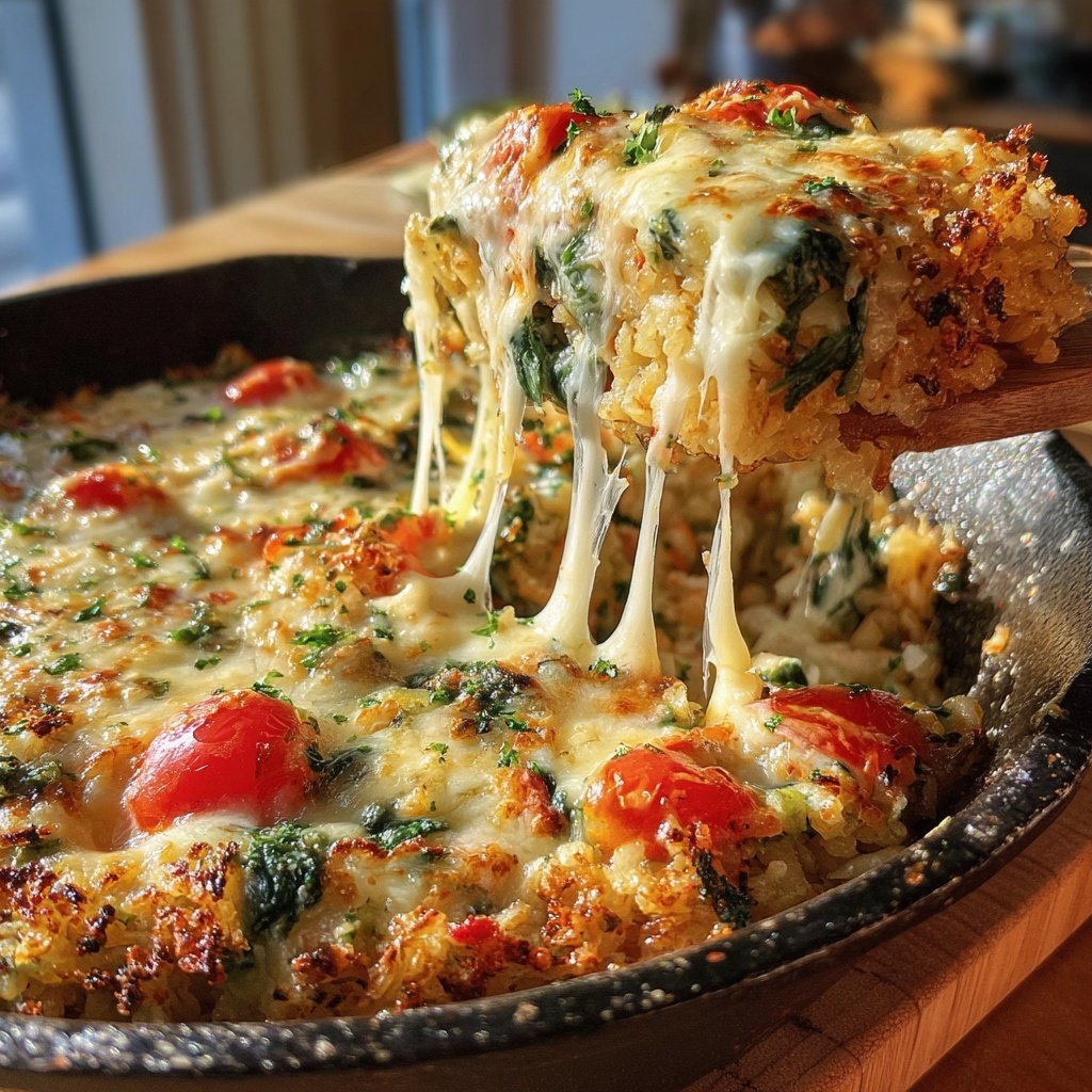Spinach Tomato Rice Bake