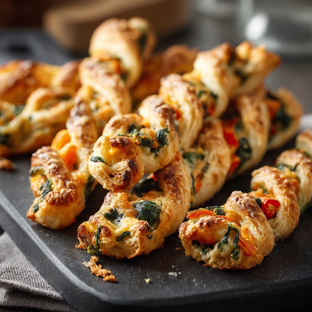 Super Bowl Appetizer Puff Pastry Veggie Twists